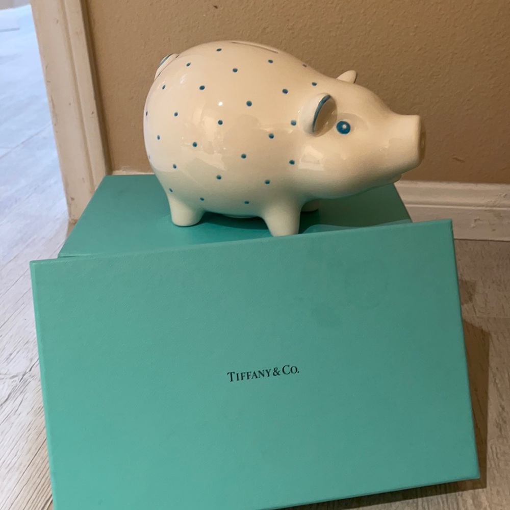 Brand new in box never used tiffany in co dot piggy bank